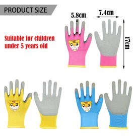 BDSHUNBF 3 Pairs Kids Gardening Gloves for Age 2-5, Work Gloves Superior Grip Durable Comfortable Breathable Multipurpose, Kids Gardening Work Gloves, Childrens Garden Gloves, Non-Slip Work Gloves
