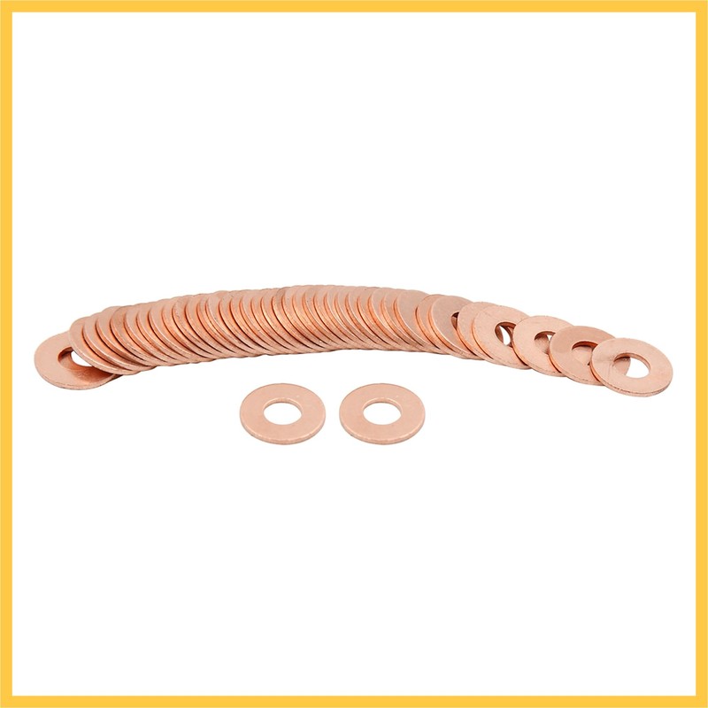 REPAIROCK 40pcs 6mm Inner Dia Copper Washers Flat Sealing Gaskets