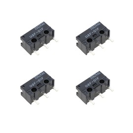 VGOL 4pcs D2F-01F Micro Switch Mouse Limit Switch 10 Million Clicks 0.7N Black Manual PCB Mount 1-way Stainless Steel Normally Open