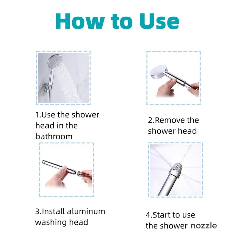 MEYILA Anal Wash Nozzle Aluminum Bend Groove Shower Nozzle Kit,