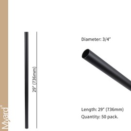 Myard 29 Inches Classic Hollow Round Aluminum Deck Balusters Furniture for Deck Railing Porch (50-Pack, Matte Black)