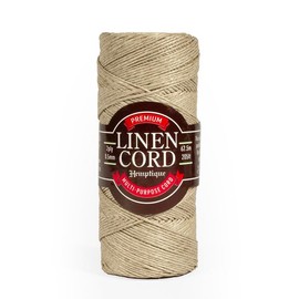 Hemptique Premium Linen Cord - Natural Craft Cord Made from 100% Egyptian Flax with A Smooth Waxed Finish- 1mm Cord is Ideal for Stitching, Bookbinding & More- Strong Wax for A Professional Touch