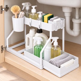 2-Tier Pull-Out Under Sink Organizer - Space-Saving Kitchen & Bathroom Cabinet Storage