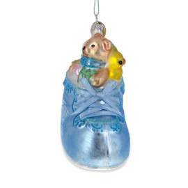 BestPysanky Teddy Bear in a Blue Shoe Baby's First Christmas Ornament 3.25 Inches