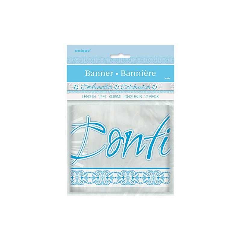 Foil Blue Radiant Cross "Confirmation" Banner (12 ft), 1 Count,