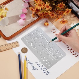 UNICRAFTALE Metal Stencil for Craft Reusable Song Writer's Composing Template Wood Carving Music Notes Stencils Stainless Steel Woods Burning Music Theme Stencil for Musics Notes Wood Engraving