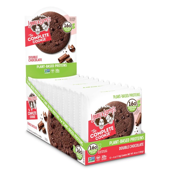 Lenny & Larry's The Complete Cookie, Double Chocolate, Soft Baked, 16g Plant Protein, Vegan, Non-GMO, 4 Ounce Cookie (Pack of 12)