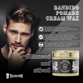 BANDIDO Cream Wax Hair Pomade - Barber Cream Based Pomade Men's Hair Styler Medium Hold 125 ml Long Lasting Shine Edge Control Suitable for All Hair Types