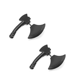 Funny Black Axe Hatchet Shape Stud Earrings Punk Hip Hop Double Sided Stud Unisex Earrings (1Pairs)