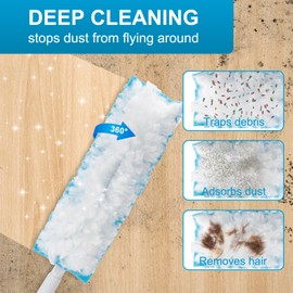 Kefanta Duster Heavy Duty Dusting Kit,5.5 ft Long Extendable Handle with 12 Disposable Microfiber Duster Refills for Home Cleaning, Ceiling,Fan, Blind,Window |Traps 5X More Dust Than Feather Dusters