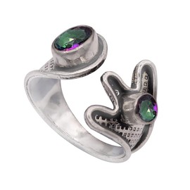 JEWELSTREZORO Mystischer Topas Edelstein 925 Sterling Silber Band Ring Herren & Damen Geschenkartikel Handgefertigter Schmuck TSR1009AG_29 (75 (23.9))