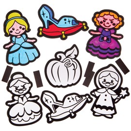 Baker Ross FN178 Cinderella Fuzzy Art Magnets - Pack of 15, Painting and Craft Kits for Kids