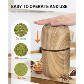 COOL KNIGHT - Molinillo eléctrico de hierbas [gran capacidad/alta velocidad de rotación], molinillo eléctrico para especias y hierbas (grano de madera 2)