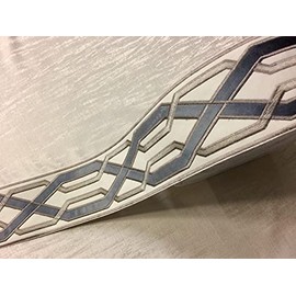 Cream, Silver & Taupe 3.75 Inch Woven Suede Embroidery Trim Tape H-179208 Drapery/Upholstery/Pillows/Curtains H-179208