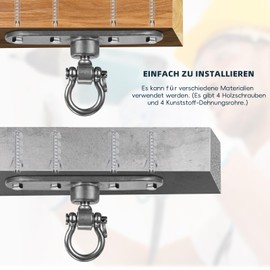 WWFFEN Edelstahl Schaukelhaken mit leichtgängigem Schwenklager 180°+ 360°Drehbar,Tragkraft 680 kg.Deckenhaken Schwerlast Hängemattenbefestigung für Indoor Outdoor Hängesessel Spielplatz Yoga Sandsäcke