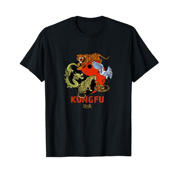 Kung Fu - Five Animals Forms, Chinese Martial Arts T-Shirt