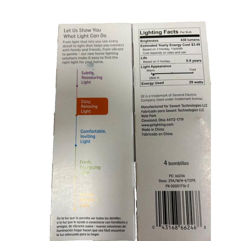 GE - Soft White - 40 W (uses 29 w)