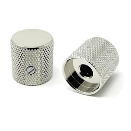 Vintage Forge Nickel Metal Flat Top Fine Knurled Barrel Knobs for Electric Guitar and Bass (Set of 2) 6mm Shaft with Set Screw BK40M-NKL