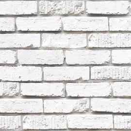 Tomete White Brick Peel and Stick Wallpaper Gray Faux 3D Brick Contact Paper for Walls Self Adhesive Removable Backsplash for Kitchen Bathroom, Vintage Stick on Wallpaper, 118” L *17.3” W, Waterproof