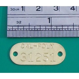 Cal Poly Brass I.D Tag Dogtag Charm Dog Tag Necklace Keychain Xmas Tree Ornament