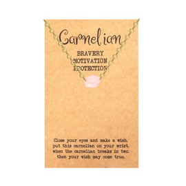 Natural Crystal Necklace for Women Raw Healing Carnelian Necklace Good Luck Energy Necklace Quartz Pendant Necklace for Girls (Pink Raw Carnelian Necklace)