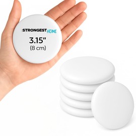 Strongest Home Wall & Door Handle Stopper 3.15" Set 6 Pieces of White Rubber Door Knob Round Wall Shield Cushion, Quiet Wall Protector for Door Handle, Guard Door Bumper Wall - Self Adhesive
