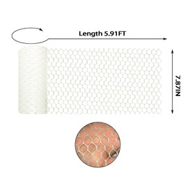 IRWORHDR White Plastic Wire Mesh Fence Plastic Chicken Wire Fence Mesh 7.87IN x5.91FTbest for Poultry, Cat,Dogs, Rabbit, Snake & Gardening Plastic Chicken Wire Mesh,with 25 Pcs Fixed Straps