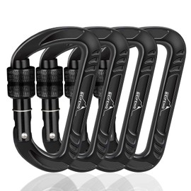 BEIFENG Heavy Duty Lightweight Locking Carabiner Clips 12KN D Ring for Camping Hiking Outdoor Gym etc, Carabiner with Lock Small Carabiners for Dog Leash & Harness