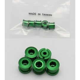 HQ-PARTS BICYCLE BIKE ALUMINUM 6.5mm SINGLE CHAIN RING CRANK NUTS BOLT SCREW 5 SETS GREEN