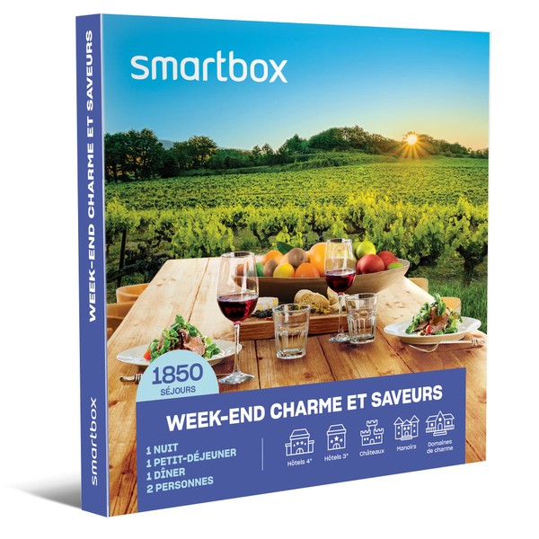 Smartbox - Coffret Cadeau Couple - Week-End Charme et Saveurs - idée Cadeau - 1 Nuit avec Petit-déjeuner et dîner pour 2 Personnes