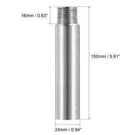 uxcell Shower Head Extension Arm Stainless Steel 1/2PT Male to 1/2PT Female Thread 150mm Length Cast Pipe Fitting Coupler