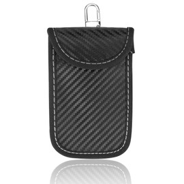 ECENCE 1 x RFID Car Key Case, Keyless Shielded Key Case with Anti-Theft Protection Case with Radiation Protection, Signal Blocker, Key Bag with Key Ring, Black