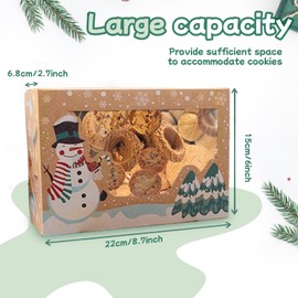 6 Pack 8.7x2.7x6 Inches Christmas Cookies Boxes with Window, Large Santa Claus Snowman Gingerbread Pattern Candy Food Bakery Treat Boxes Container with Ribbons and DIY Gift Tags Xmas Party Favors