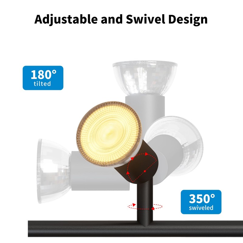 LVWIT 6-Light LED Ceiling Track Lighting Fixtures, Flexibly Rotatable Light