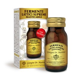 Dr Giorgini FERMENTI LATTICI SUPREMI masticabili - 50 g (33,3 dosi da 3 pastiglie, scorta per 1 mese. 100 miliardi di probiotici in 3 pastiglie)