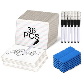 JarThenaAMCS Dry Erase Lapboards 36 Pack Double-Sided 9"x12" Small Lined Whiteboards with 36 Erasers and 36 Markers Mini Portable Drawing Learning Boards for Students Education Teacher Classroom