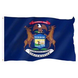 Michigan Flag 3x5 Outdoor Double Sided Heavy Duty Durable 3 Ply Michigan State Flags Banner with 2 Grommets