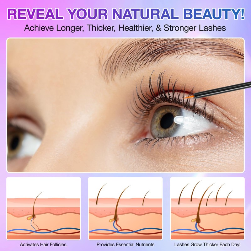 Eyelash Serum for Lash Growth, Natural Peptide Formula with Ginseng