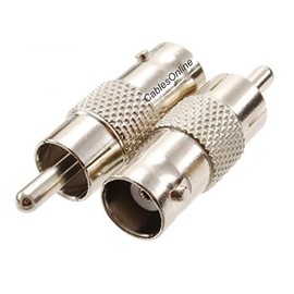 CablesOnline 2-Pack BNC Female to RCA Male 75ohm Coaxial Metal Adapter, AV-A01-2