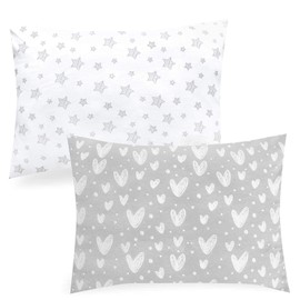 Baby Kids Toddler Pillowcase(33x46cm) 2 Pack, 100% Jersey Cotton Ultra Soft Cot Bed, Travel Cot Pillow Covers, Grey Envelope Style Travel Pillow Cover for Boys and Girls