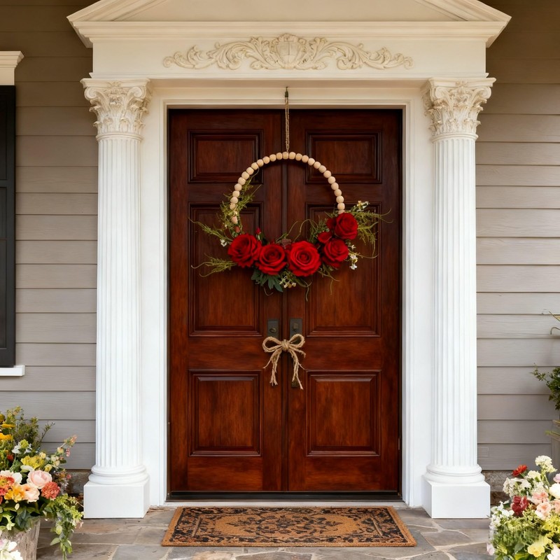 LJY 4 Wood Bead Garlands with Tassels, 2 Long and