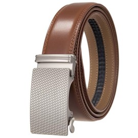 Belts Men, Leather Belts For Men Ratchet Dress Belt With Automatic Sliding Buckle (patterned, brown)