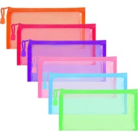 6 Pcs Mesh Bags with Zipper Nylon Makeup Pouches Travel Purse Clear Cosmetic Organizer Bag for Women