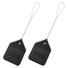 2pcs Fly Swatters, Leather Fly Swatters Heavy Duty Manual Flyswatter with Long Metal Handle Wasp Swatter for Home Kitchen Indoors Outdoors