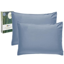 California Design Den Queen Pillow Cases Standard Size, Set of 2 Rayon from Bamboo Cooling Pillow Cases, Fits Standard & Queen Pillows (Blue Hydrangea)
