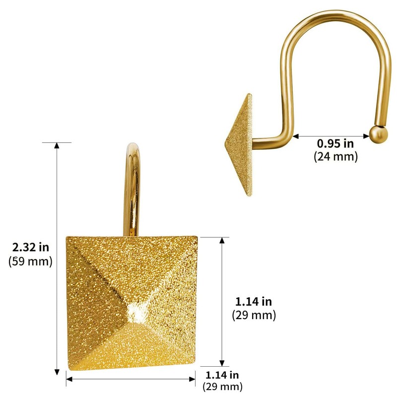 EleCharm Gorgeous Gold Shower Curtain Hooks Rings, Set of 12
