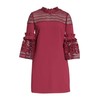 Lucila Lace Panel Bell Sleeve Tunic Casual Dress Maroon