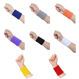 GJNMYSD 4 Pack Wrist Bands Sweatbands Soft Thick Cotton Wrist Bands for Tennis Gym Soccer Basketball Running,2 PCS Yellow+2 PCS Purple