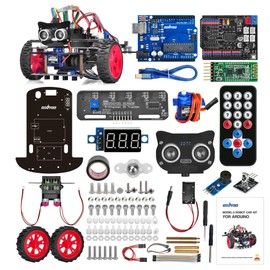 OSOYOO Arduino Arduino UNO Model 3 Robot Car DIY Starter Kit Remote Control App for Building Programming Education Electric Robotics Coding Learning Method IoT Mechanical Coding for Kids, Students,