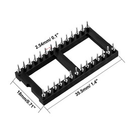 sourcing map 10pcs DIP IC Chip Socket Adaptor 2.54mm Pitch 15.24mm Row Pitch 2 Row 28 Round Pins Soldering